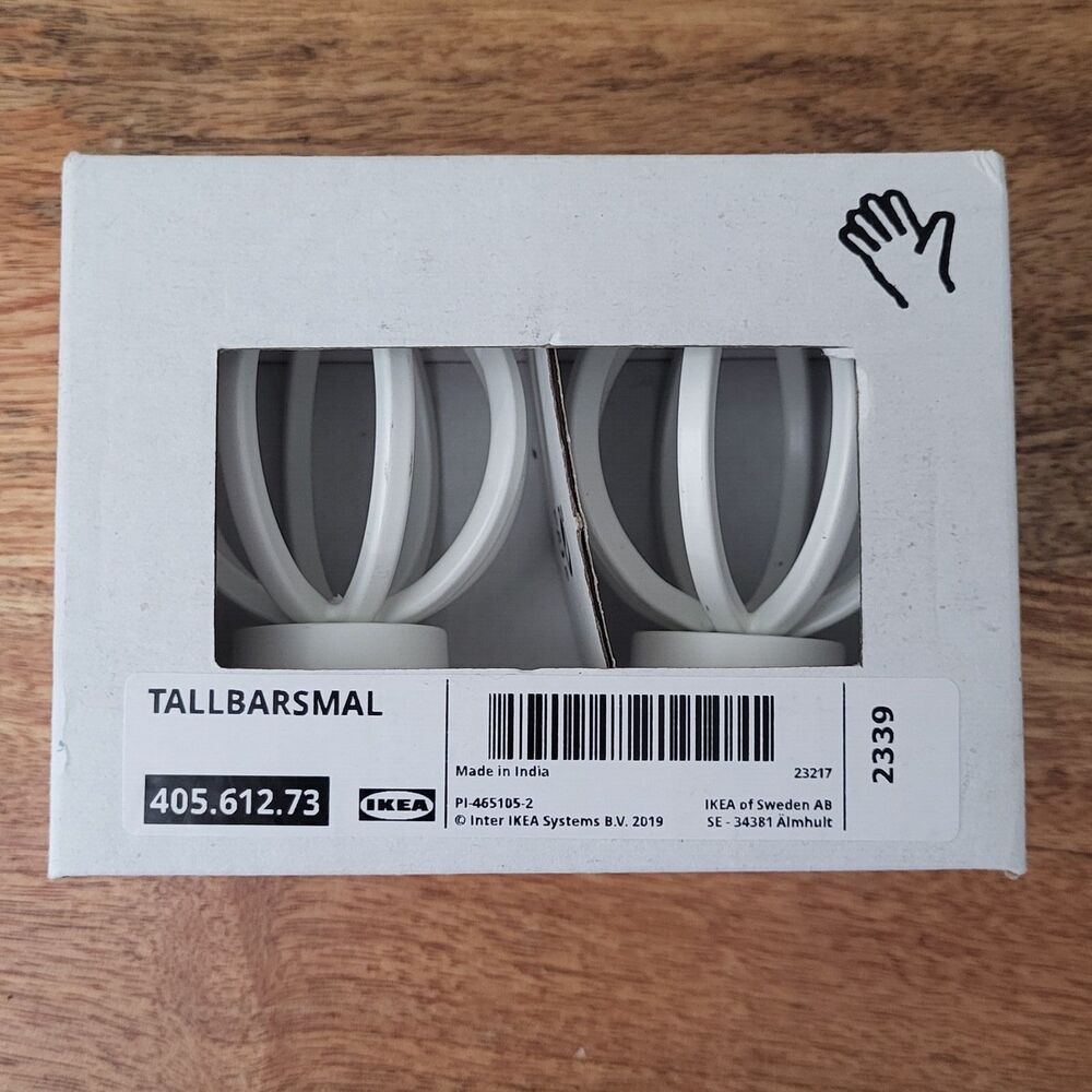 Ikea TALLBARSMAL 405.612.73 White Finials Curtains Decorative
